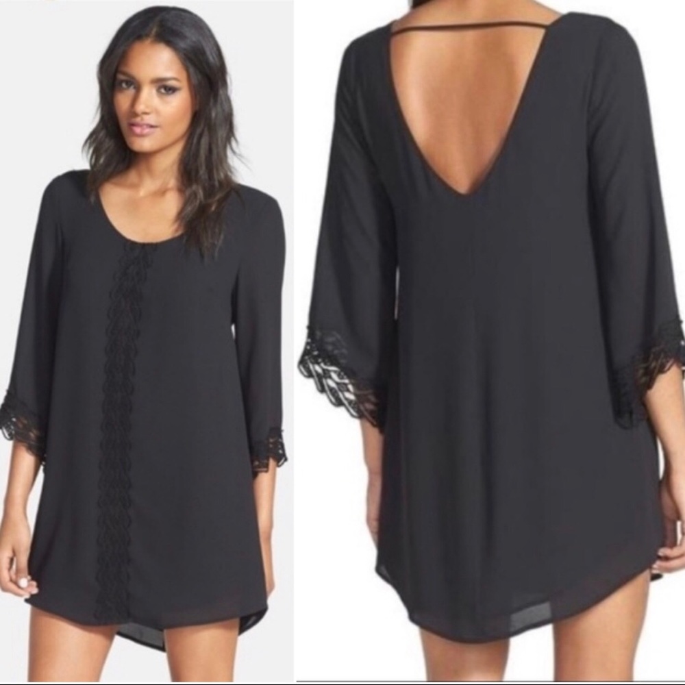 ASTR black lace shift dress cocktail dress